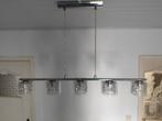 Design hanglamp 5-lichts - glas & chroom, Ophalen, Zo goed als nieuw, Glas
