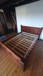 Bed voor 2 personen; 1,80 breed, inclusief bodem en matras, Comme neuf, Deux personnes, Brun, 180 cm