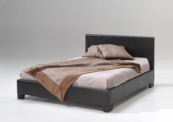 YG Bedden NIEUW in Lederlook +lattenbodem +Gratis Levering, Enlèvement ou Envoi, Neuf, Noir