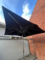 Staanparasol in grijs aluminium met zwarte parasoldoek, Tuin en Terras, Parasols, Ophalen, Gebruikt, 1 tot 2 meter, Stokparasol