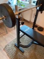 Fitness bench met gewichen, Sport en Fitness, Ophalen, Zo goed als nieuw