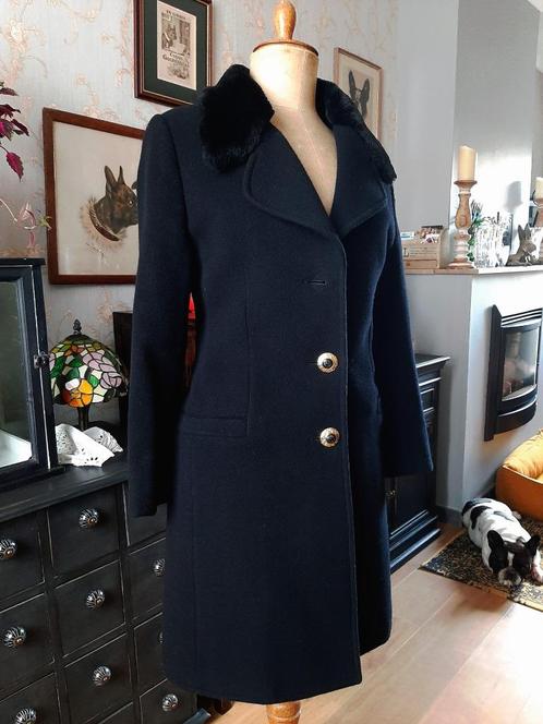 vintage zwarte kasjmier mantel Versace, Kleding | Dames, Jassen | Winter, Gedragen, Maat 38/40 (M), Zwart, Ophalen of Verzenden