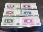Bosnië Herzegovina 6 bankbiljetten FDC, Postzegels en Munten, Ophalen of Verzenden