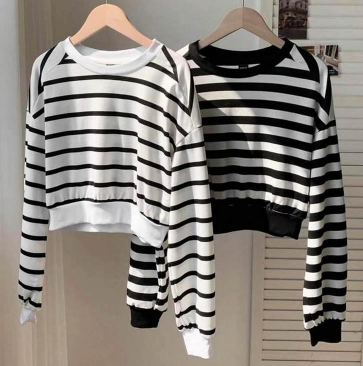 2 sweats courts rayés blanc noir longue manche SHEIN S NEUF, Vêtements | Femmes, Pulls & Gilets, Neuf, Taille 36 (S), Blanc, Enlèvement ou Envoi