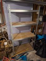 Stevig metalen opbergrek met houten legplanken, Enlèvement, Utilisé