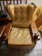 Massief eiken salontafel en salon, Ophalen, Gebruikt, Hout massief, rustiek, 75 tot 100 cm