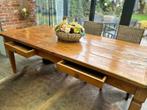 Franse boerentafel 220x100 cm massief eik, Huis en Inrichting, Ophalen, Gebruikt, 100 tot 150 cm, Eikenhout
