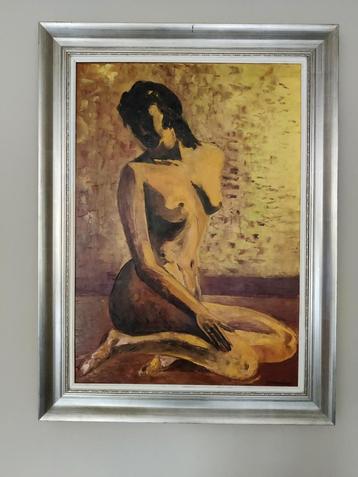 Groot schilderij in mooie kader- "Zelfbespiegeling" beschikbaar voor biedingen