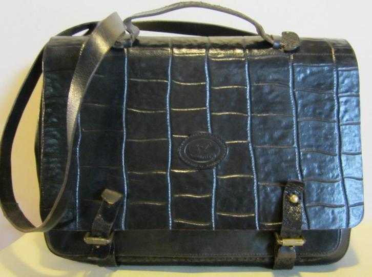 Vintage Italiaanse zwarte tas, klein boekentasmodel 264, Handtassen en Accessoires, Tassen | Damestassen, Zo goed als nieuw, Zwart