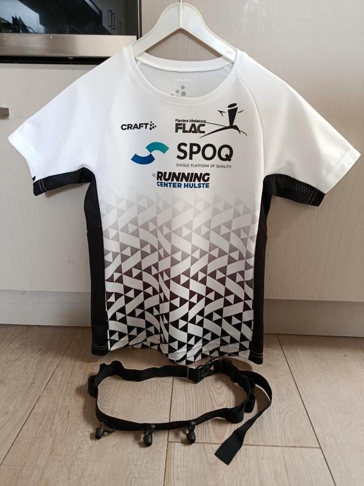 T-shirt FLAC + riem om startnummer te bevestigen., Sport en Fitness, Loopsport en Atletiek, Zo goed als nieuw, Ophalen