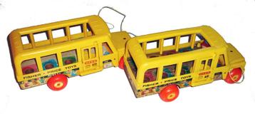 Fisher-Price Vintage schoolbusset van 2 - jaren 70 beschikbaar voor biedingen