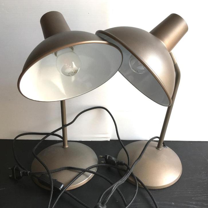 2 metalen tafellampen, Huis en Inrichting, Lampen | Tafellampen, Zo goed als nieuw, Minder dan 50 cm, Metaal, Ophalen of Verzenden