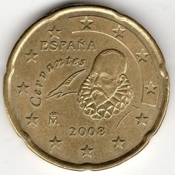 Espagne : 20 Cent 2008 KM#1071 Ref 10596, Enlèvement ou Envoi, Espagne, 20 centimes, Monnaie en vrac