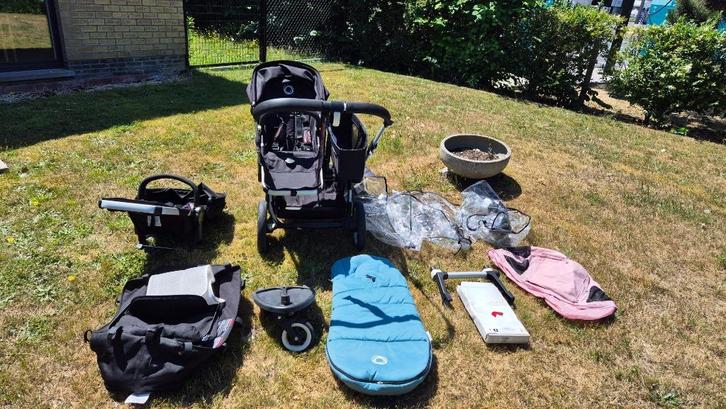 Bugaboo donkey duo 2, Kinderen en Baby's, Buggy's, Gebruikt, Overige merken, Duomodel, Regenhoes, Verstelbare rugleuning, Voetenzak