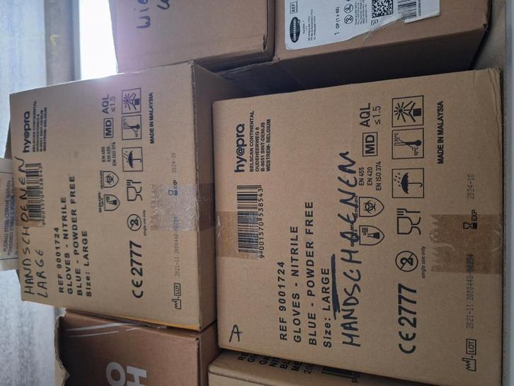 Nitril powder free handschoenen large kleur blauw., Diversen, Overige Diversen, Zo goed als nieuw, Ophalen