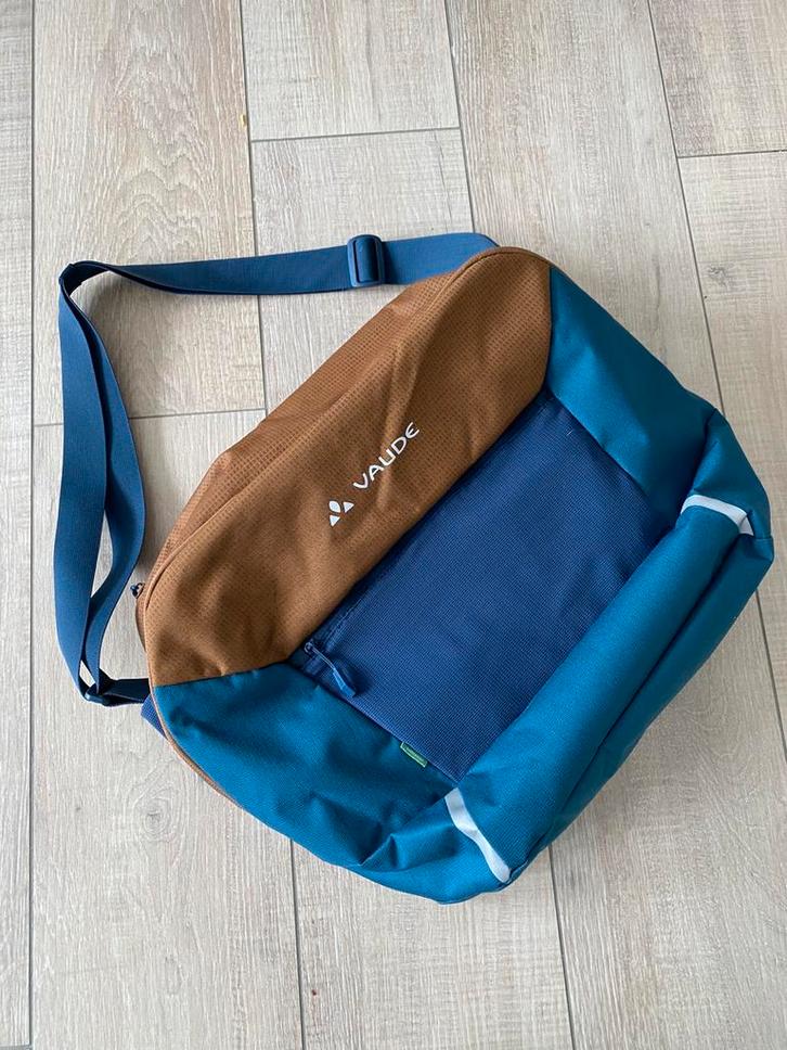 Fietstas Vaude messenger L blauw/bruin, Fietsen en Brommers, Fietsaccessoires | Fietstassen, Nieuw, Ophalen