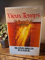 Reclamebord karton Vieux Temps blond bruin plezier, Reclamebord, Gebruikt, Ophalen of Verzenden
