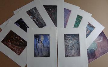 ANDRE GOEZU / LOT 10 STUKS / NYKTA / KLEURETS / 38x28cm SIG beschikbaar voor biedingen
