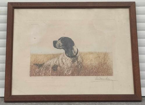 gravure chien signe leon danchin, Antiek en Kunst, Kunst | Etsen en Gravures, Ophalen of Verzenden