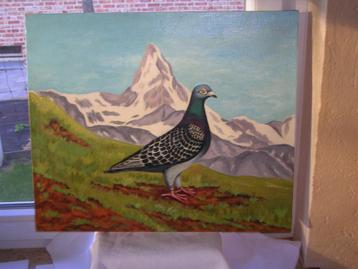 Peinture d'un pigeon primé