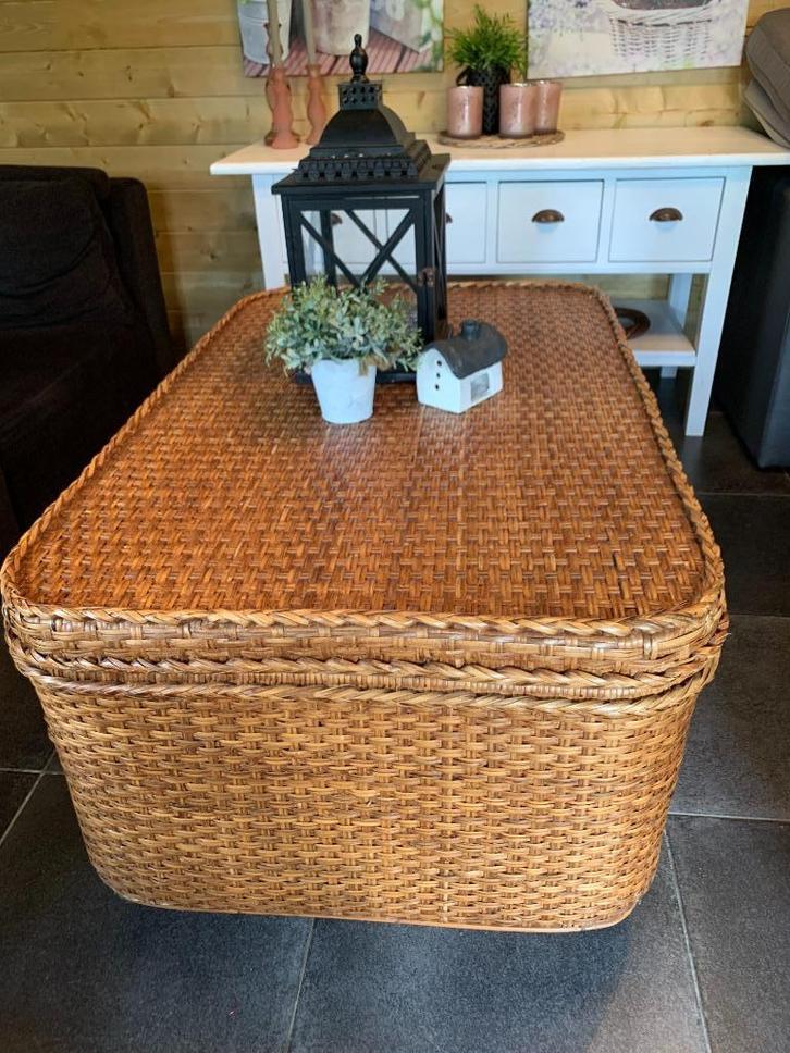 salontafel/opbergkoffer, Huis en Inrichting, Tafels | Salontafels, Gebruikt, Rechthoekig, Overige materialen, Ophalen