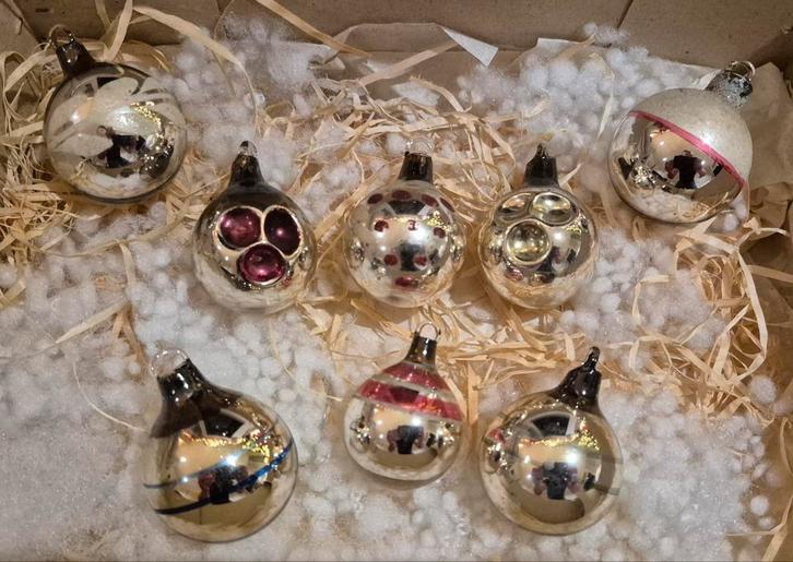 Boules de Noël anciennes ajeko 8 pièces, Divers, Noël, Enlèvement ou Envoi