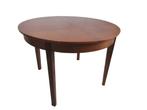 Prachtige vintage Mid century ronde uitschuifbare eettafel, Huis en Inrichting, Tafels | Eettafels, Gebruikt, Mid century, 100 tot 150 cm