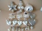 Collectie glazen kerstballen en piek boerenzilver stijl 1980, Diversen, Ophalen of Verzenden, Gebruikt