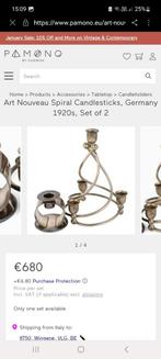 Art Nouveau spiral candele stick. 1920, Antiek en Kunst, Ophalen of Verzenden