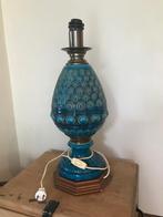 Vintage Lamp keramiek pauwmotief op houten voetje, Ophalen, Overige materialen, Gebruikt, 50 tot 75 cm
