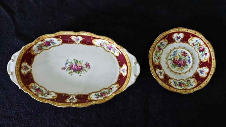 Royal Albert - kleine ovale schotel + bordje "Lady Hamilton", Antiek en Kunst, Antiek | Servies los, Ophalen of Verzenden