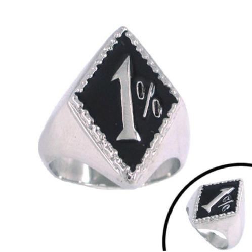 1% One Percenter Outlaw biker ring in chirurgisch staal, Handtassen en Accessoires, Ringen, Nieuw, Dame of Heer, IJzer of Staal