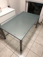 Metalen tafel met gehard glas – 150 x 90 cm, Huis en Inrichting, Tafels | Eettafels, Ophalen