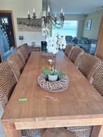 Tafel teak en 8 stoelen, Huis en Inrichting, Tafels | Eettafels, Ophalen