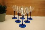 Vintage 6 martini glazen op blauwe voet Luminarc France, Enlèvement ou Envoi, Utilisé