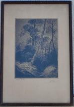 Eau forte entrée du bois signe jos delfosse, Antiek en Kunst, Kunst | Etsen en Gravures, Ophalen of Verzenden