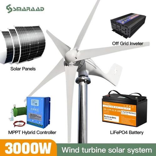 Windmolen - Horizontale Windturbine - 3000W, Tuin en Terras, Windwijzers en Windmolens