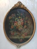 Ovaal schilderij boeket bloemen, Antiek en Kunst, Ophalen of Verzenden