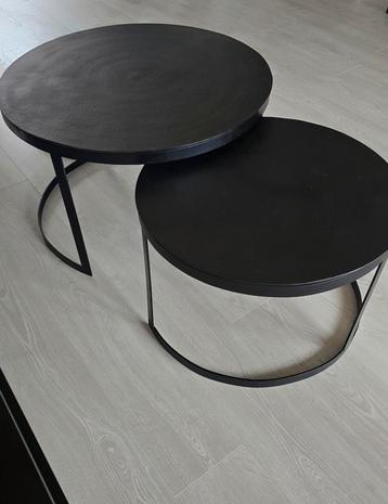 Table basse Skudde Ø75/Ø60cm - Métal - noir set de 2 WEBA, Enlèvement, Comme neuf, Métal