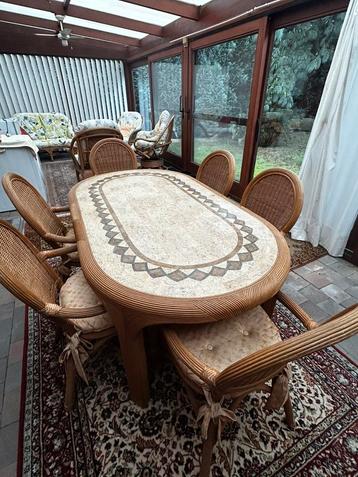 Rotan eettafel met 6 stoelen beschikbaar voor biedingen