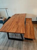 Tafel, bank (massief eik) met stoelen, Huis en Inrichting, Ophalen, Zo goed als nieuw
