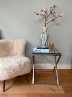 Een mooie glazen bijzettafel, Minder dan 55 cm, Vierkant, Ophalen, 45 tot 60 cm