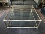 salontafel glas met ijzeren rand, Huis en Inrichting, Ophalen, Gebruikt, Glas