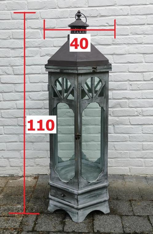 Lantaarn. Windlicht. H. 110 cm. Decoratie., Tuin en Terras, Buitenverlichting, Zo goed als nieuw, Overige typen, Glas, Ophalen