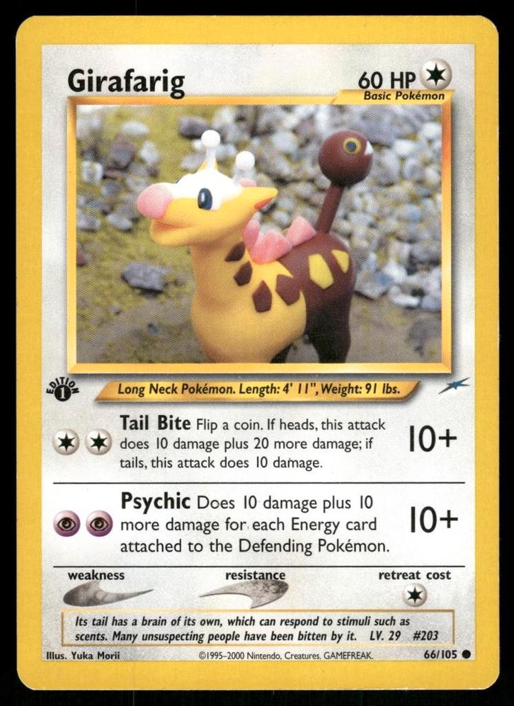 Girafarig 66/105 - Neo Destiny (1st edition), Hobby en Vrije tijd, Verzamelkaartspellen | Pokémon, Gebruikt, Verzenden