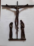 Bronzen kruisbeeld met Maria en Johannes, Antiek en Kunst, Verzenden