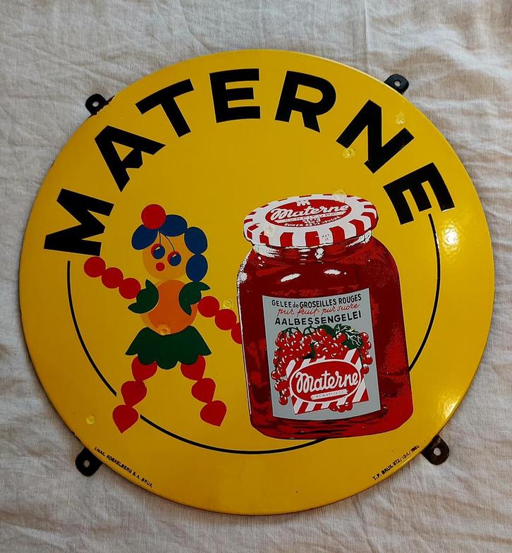 Assiette en émail Materne, Collections, Marques & Objets publicitaires, Comme neuf, Enlèvement