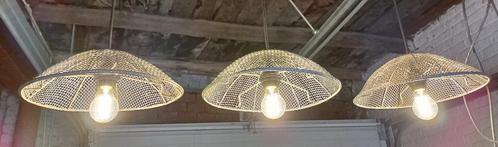 3 unieke hanglampen van brandweermateriaal, Maison & Meubles, Lampes | Suspensions, Utilisé, Moins de 50 cm, Métal, Enlèvement