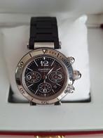 Rare Cartier Pasha Seatimer Chronographe Noir 42mm Full set, Comme neuf, Acier, Acier, Rolex