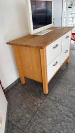Meuble de cuisine En bois naturel et blanc, Huis en Inrichting, Kasten | Buffetkasten, Ophalen, 100 tot 150 cm, Nieuw, Met lade(s)
